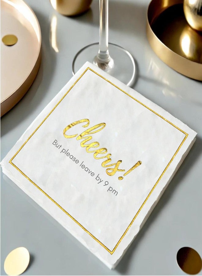Cloverjoyed Please Leave By 9 Cocktail Napkins, 50 Pack, Funny Disposable Cheers Napkin for Weddings, Holidays and Birthday Decorations - Image 4